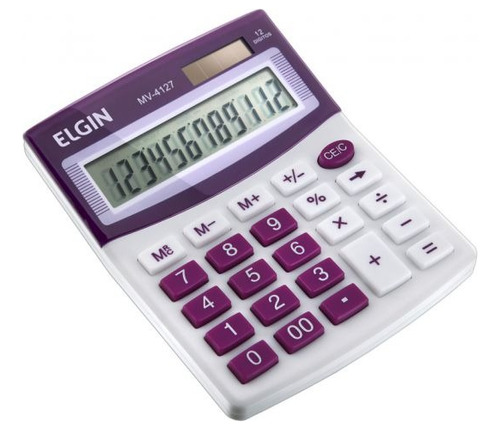Calculadora De Mesa 12 Digitos Roxa Mv4127 Elgin Cor Lilás