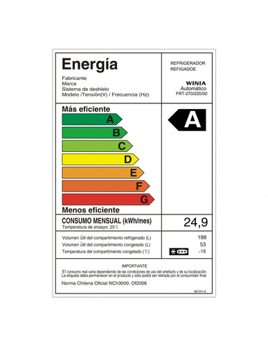Refrigerador Winia 251 Litros No Frost Frt 270 Automático