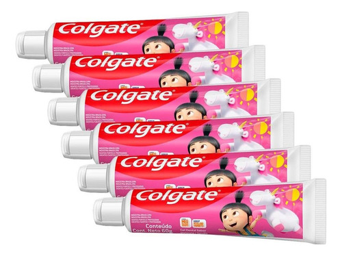 Kit 6 Creme Dental Infantil Colgate Smiles Agnes 60g