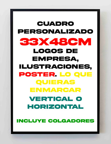 Cuadro Marco Madera Negra 33x48cm Poster Personalizado Arte