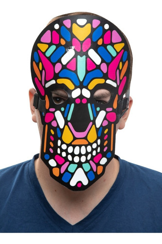 Máscara Con Luz Led Calavera Muerte Halloween Fiesta Disfraz