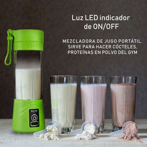 Licuadora Portátil Deportiva Autolimpiante Usb 380ml 4 Hojas