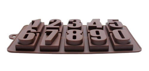 Molde De Silicon Para Chocolates Números Color Marrón