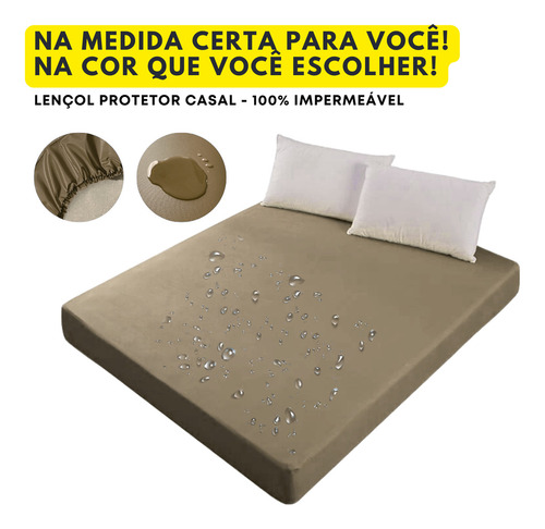 Capa Colchão Protetora Impermeável Antialérgica Hospitalar Lençol Queen Bege
