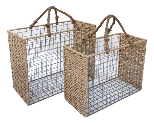 Set 2 Canastos Rectangular Modelo Boho