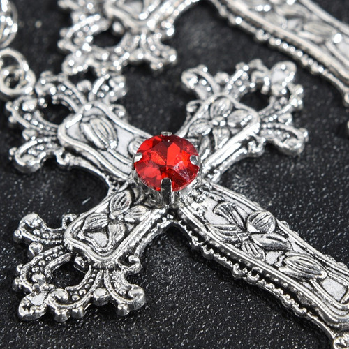 Jy Collar Unisex De 2 Piezas Con Cruz De Cristal Retro,