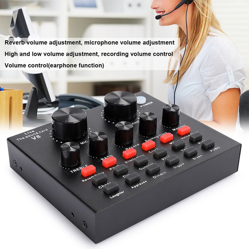 Tarjeta De Sonido De Transmisión En Vivo V8 Abs Black Con Aj