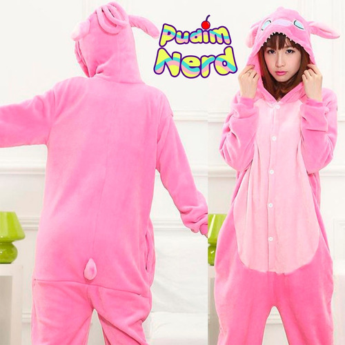Stitch Rosa Pijama Macacão Kigurumi - Pronta Entrega