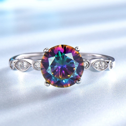 Aro Anillo De Compromiso Plata 925 Topacio Mistico Sp1tmr1s