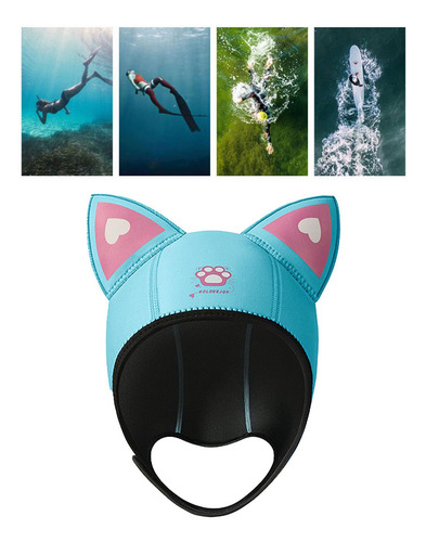 Gorro De Natación Elástico De Neopreno De 3mm Con Azul