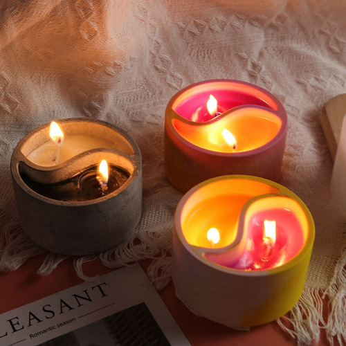Molde De Silicona Concrete Taichi Candle Cup Diy Yinyang Gyp