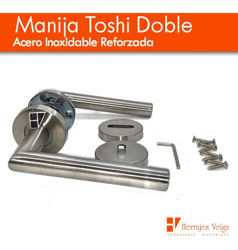 Manija Puerta Acero Inoxidable Toshi Doble Reforz Todo Metal