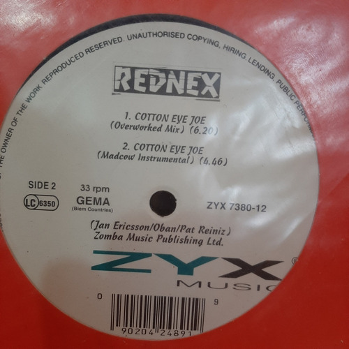 Vinilo Rednex Cotton Eye Joe Ericsson Oban Zyx Music E1