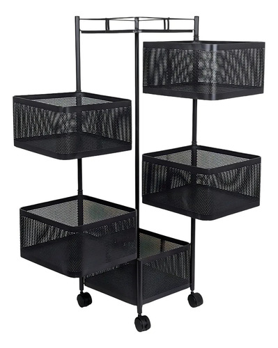 Organizador Metálico Tipo Carro Con 5 Estantes Y Ruedas, Everest, Ideal Para Cocina, Baño O Lavadero, Estantería Móvil Multiuso Para Almacenamiento Eficiente Y Acceso Fácil En Espacios Reducidos