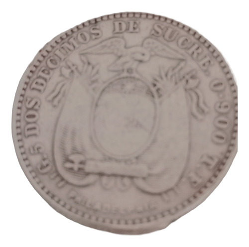 Moneda De Plata 3/10 Sucre Ecuador 1895