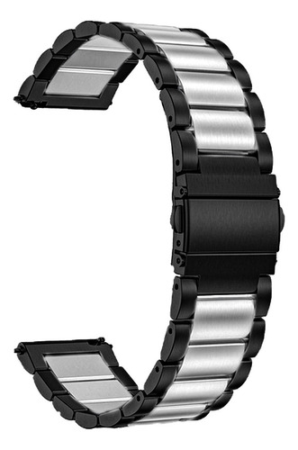 Correa Acero Inoxidable Para Smartwatch Aitafy Idw13 Alexa Negro Y Plateado 2.2 Cm