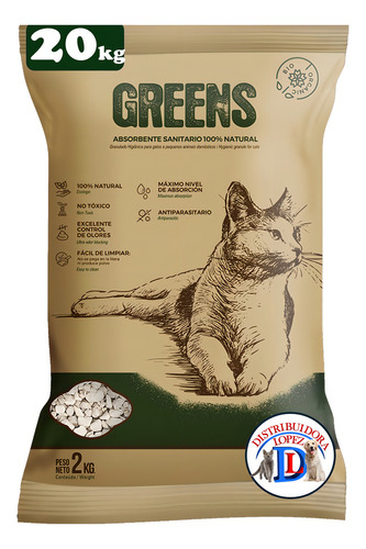 Piedras Sanitarias Gato Greens Super Premium 20 Kg
