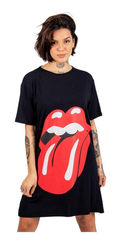 Vestido Rolling Stones Camiseta Feminina Banda Rock