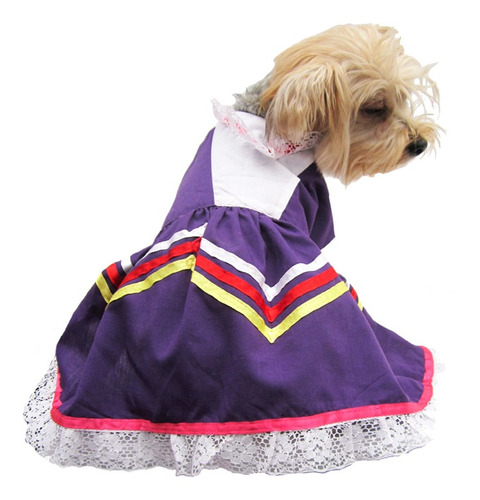 Vestido Perro Traje Típico Jalisco Talla 0 Morado Pet Pals