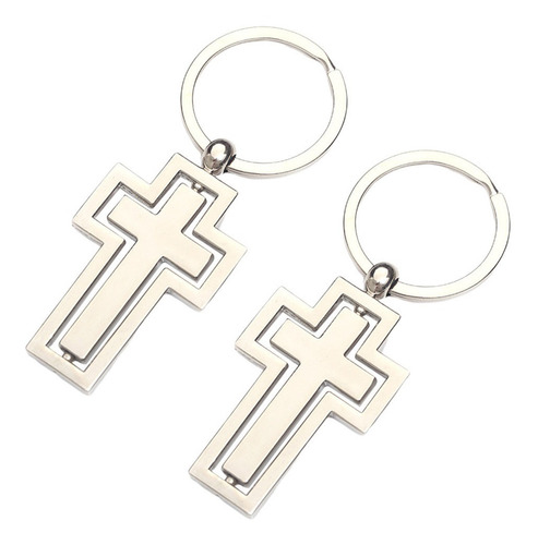 Imagen 6 de 8 de 2pcs Plata Cruz Regalo Llaveros Tema Religión Llavero Titula