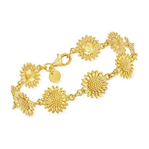 Pulseras Italiana De Oro De 18 Quilates Sobre Girasol De Ley