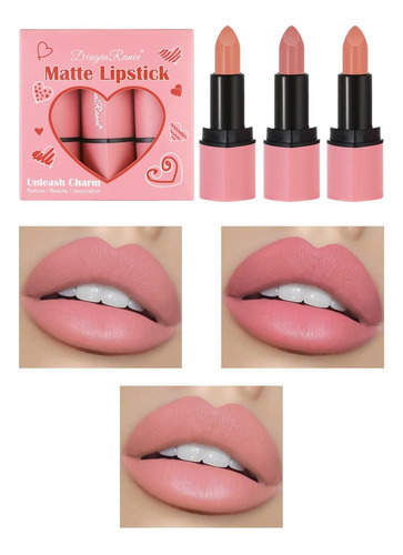 Labiales Mate Corazón Nudes Pack X 3