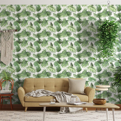 Imagem 4 de 9 de Papel De Parede Folhagem Verde 9,5mx52cm Begônia