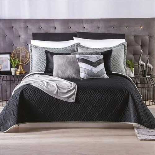 Edredón Ligero Concord Neo Pinsonic 2 Vistas Matrimonial/xl Negro Capitonado