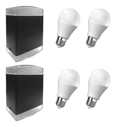 Aplique Pared Difusor Negro Transparente + Bulb Led Fría 12w