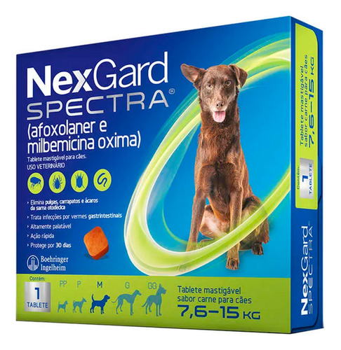 Pastilla antiparasitario Merial NexGard Antipulgas Spectra para perro de 7.6kg a 15kg