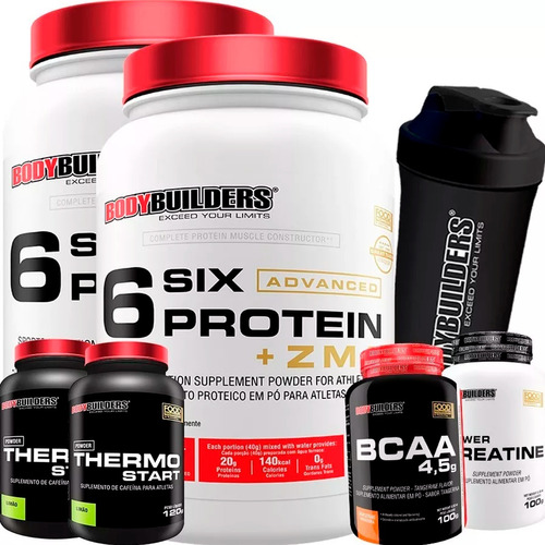 Kit 2x Whey Protein 900g + 2x Termogênico + Bcaa + Creatina Sabor Morango