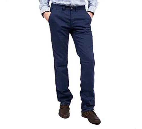 Pantalon Hombre Sarga Invierno De Vestir Azul