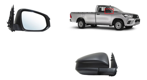 Espejo Derecho Toyota Hilux 2020 2021 2022 2023 Manual Negro