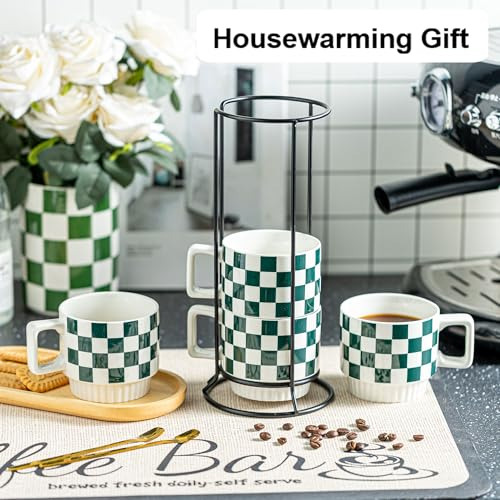 Tazas De Café Apilables Con Soporte, Juego De 4 Tazas De Caf