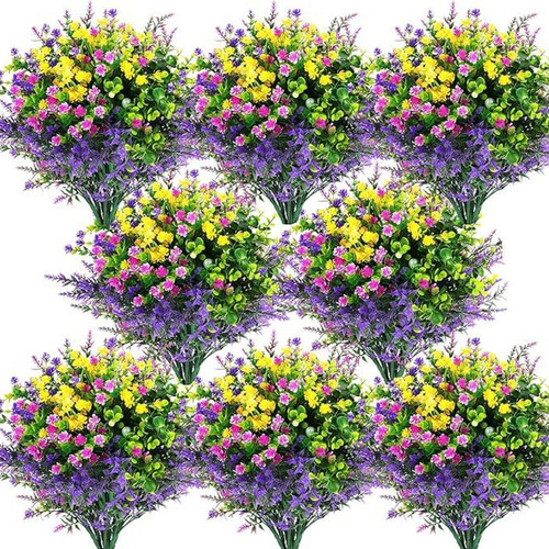 12 Piezas De Flores Artificiales Bouquet Faux Para Centro De