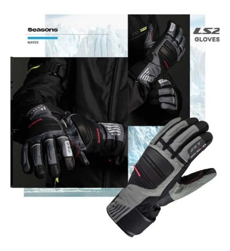 Guante Ls2 Frost Termico Cuero Cordura Con Dedo Limpia Visor