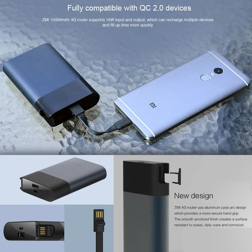 Modem Portatil Wifi 4g Lte + Power Bank 10000mah Zmi + Case