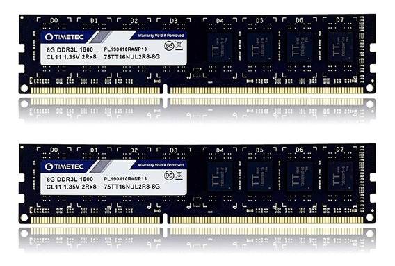 8GB Timetec Hynix IC DDR3L 1600MHz PC3-12800 Unbuffered Non-ECC 1.35V CL11 2Rx8 Dual Rank 240 Pin UDIMM PC Sobremesa Memoria Principal Module Upgrade 