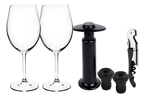 Kit Para Vinho Com 2 Taças Bohemia 6 Peças Com Caixa Craft