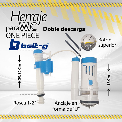 Herraje Para Wc Belt-g Mod One Piece Doble Descarga / 08657