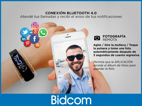 Smartband Gadnic R2 Bluetooth Watch Band Deporte Gtía Color Negro Color de la caja Negro Color de la malla Negro Color del bisel Negro
