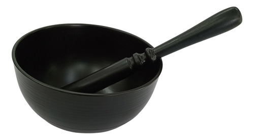 Gong - Cuenco Budista Mediano Negro+palito Madera Torneada