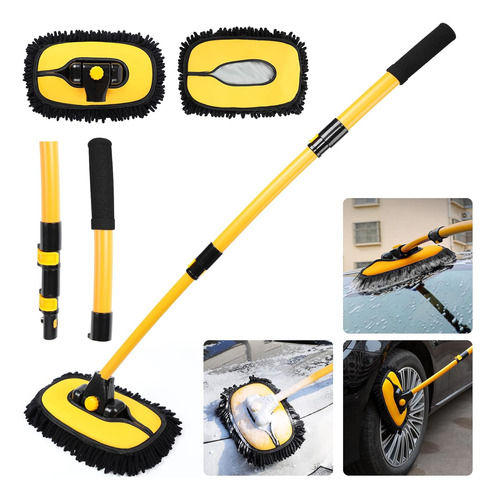 Cepillo Para Polvo De Lavado Para Auto Coche Con Mango Largo
