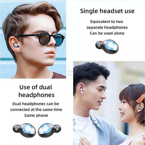 Fones De Ouvido Intra-auriculares Sem Fio Bluetooth Led F9