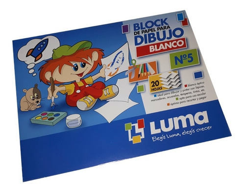 Block De Papel Para Dibujo N*5 Oficio Blanco 20 Hojas Luma