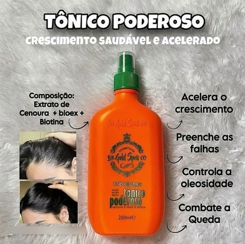 Tônico Poderoso E Sérum Kit Crescimento Cabelos Gold Spell
