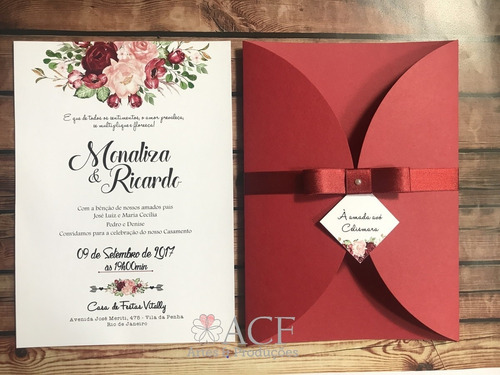 35 Convites De Casamento Marsala (floral Vermelho,bordo) R02 | Parcelamento  sem juros