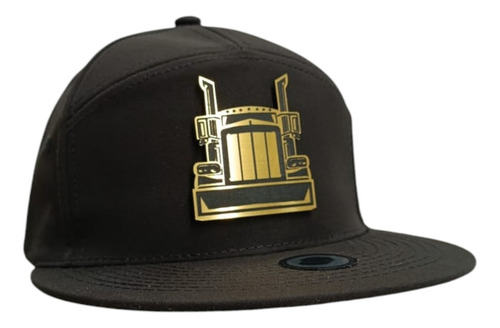 Gorra Plana Con Placa Premium 7 Gajos Negro Trailer Frente Ajustable
