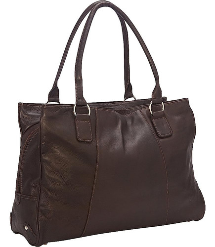 Piel Leather Laptop Travel Tote, Chocolate, One Size