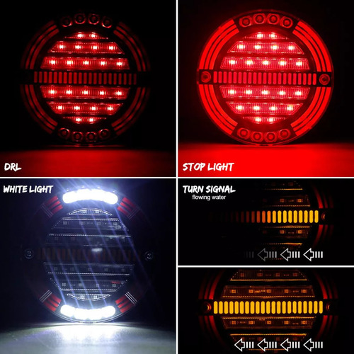 Luz Trasera Led Redonda Con Freno Y Señal De Giro Para Camió